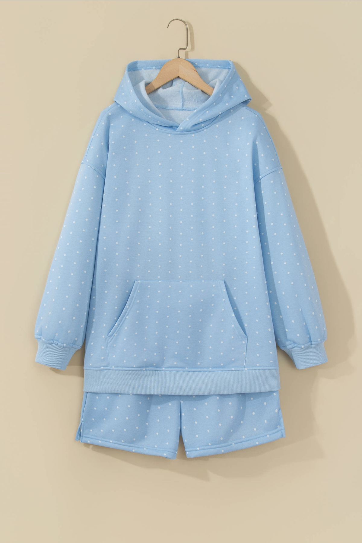 Women's Fall Polka Dot Hooded Two Piece Casual Set