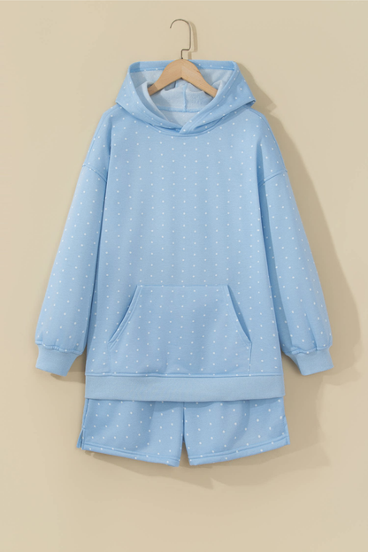 Women's Fall Polka Dot Hooded Two Piece Casual Set
