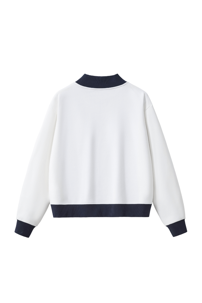 Unisex Fall Winter Colorblock Cross-Neck Cropped Sweatshirt