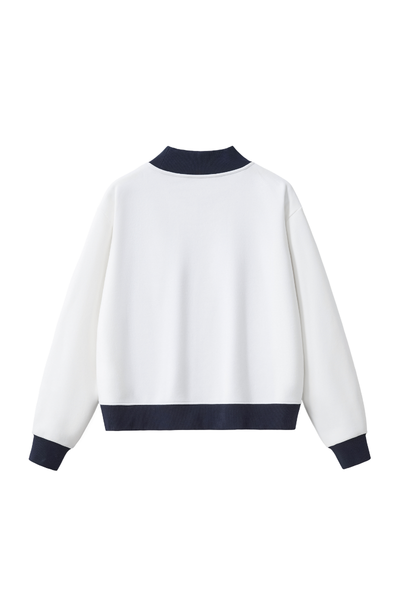 Women's Fall Winter Colorblock Cross-Neck Fleece Sweatshirt
