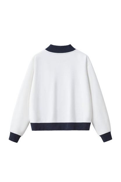 Unisex Fall Winter Colorblock Cross-Neck Cropped Sweatshirt