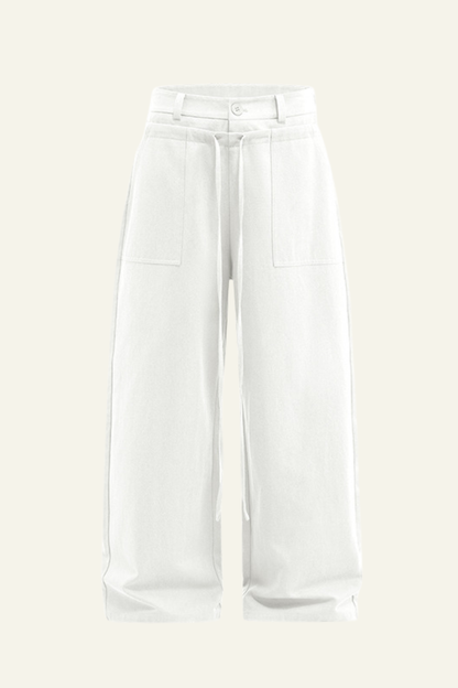 Women's Streetwear Lyocell Double-Waisted Wide Leg Pants