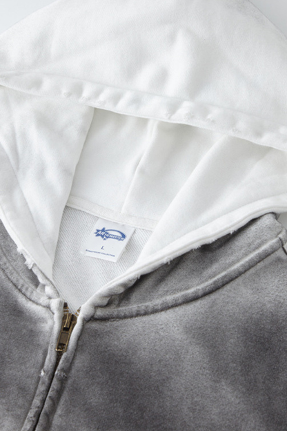 Women's Cotton Gradient-Dyed Vintage  Full-Zip Hooded Jacket