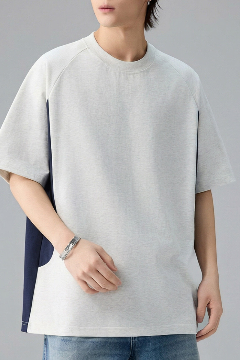 Men's Summer Half Raglan Sleeve side colorblock Cooling Tee