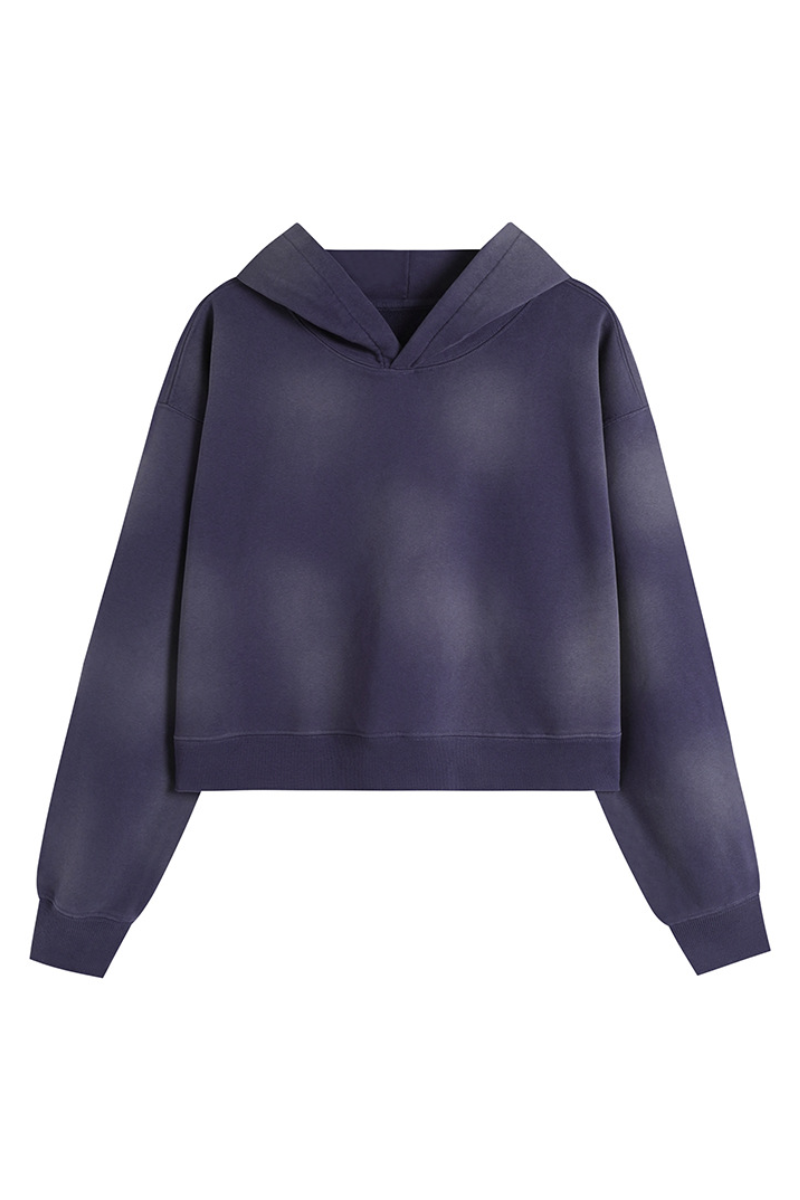Women's Fall Gradient-Wash Cropped Pullover Hoodie