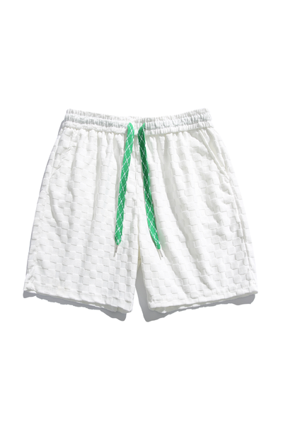 Men's Summer 3D Bubble-Grid Drawstring Casual Knee Shorts