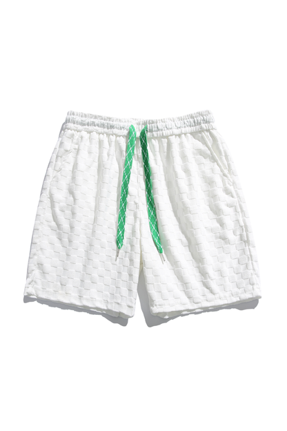 Men's Summer 3D Bubble-Grid Drawstring Casual Knee Shorts