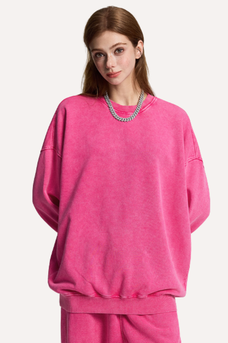 Unisex Winter 420g Retro Snow Washed Loose Sweatshirt