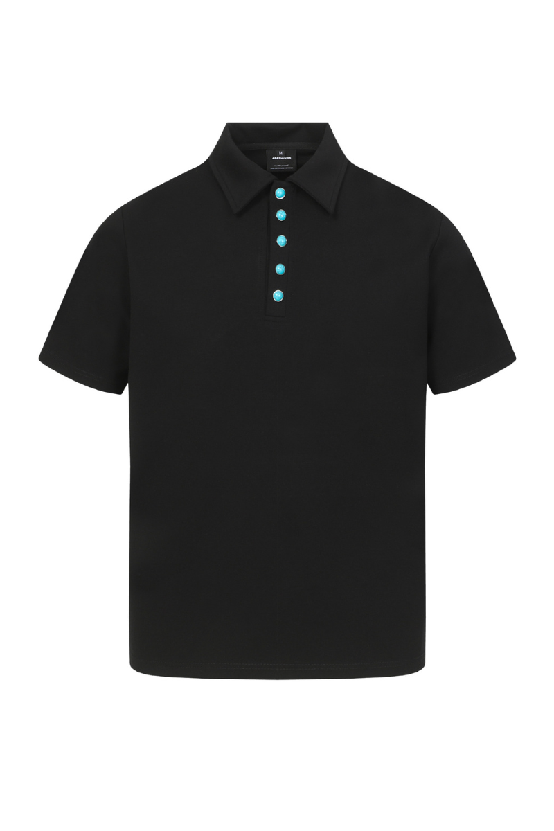 Men's Summer Turquoise Collar 320g Solid Minimalist Polo