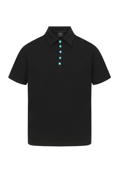 Men's Summer Turquoise Collar 320g Solid Minimalist Polo