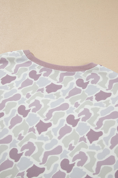 Women's Fall Camo Print Loose Two Piece Set
