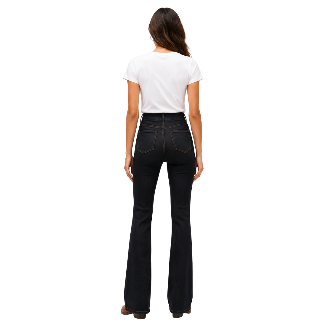Women's High Waist Double Button Flare Jeans