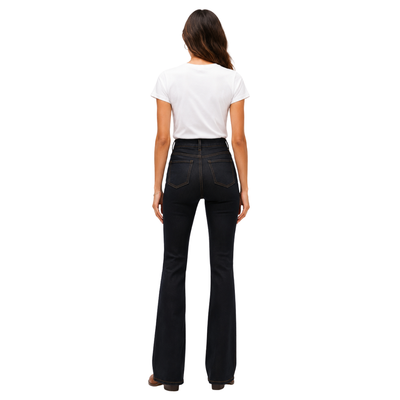Women's High Waist Double Button Flare Jeans