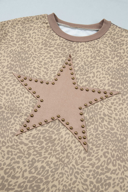 Women's Fall Leopard Star Print Drawstring 2 Piece Set