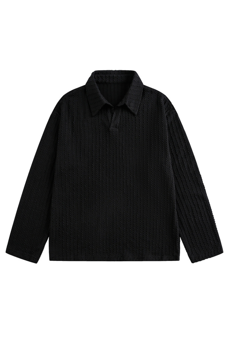 Unisex Spring Old Money Textured Stripe Knit Polo