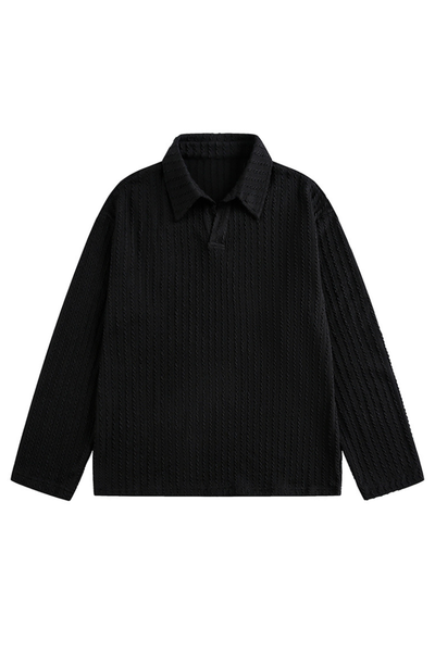 Unisex Spring Old Money Textured Stripe Knit Polo