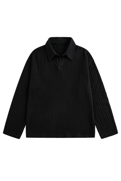 Unisex Spring Old Money Textured Stripe Knit Polo