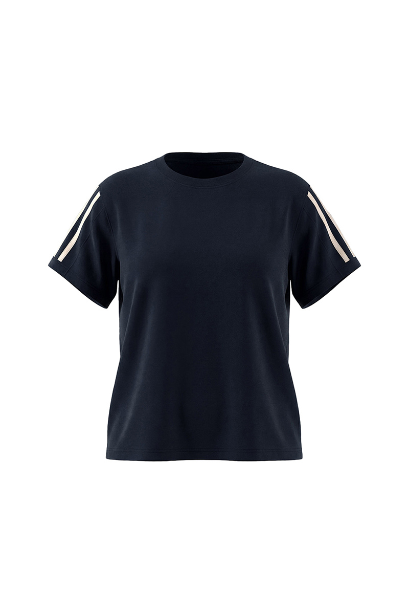 Women Summer Side Stripe Cropped Short Sleeve T Shirt