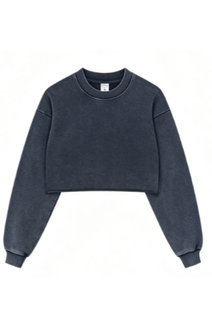 Women's Fall Snow-Wash Vintage Cropped Crewneck Sweatshirt