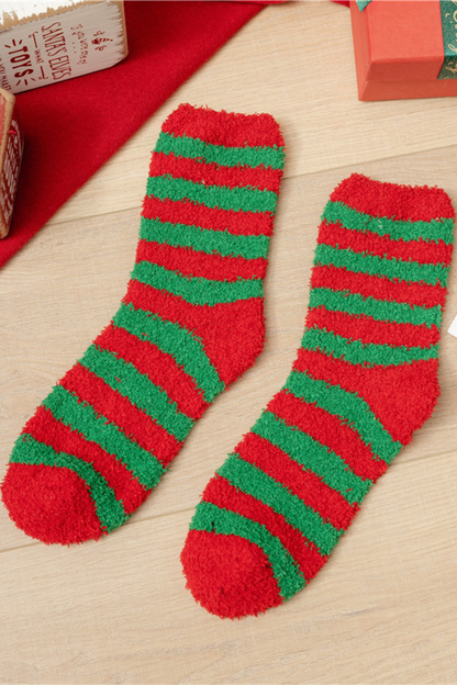 Women's Christmas Coral Fleece Santa Elk Tree Mid Calf Socks