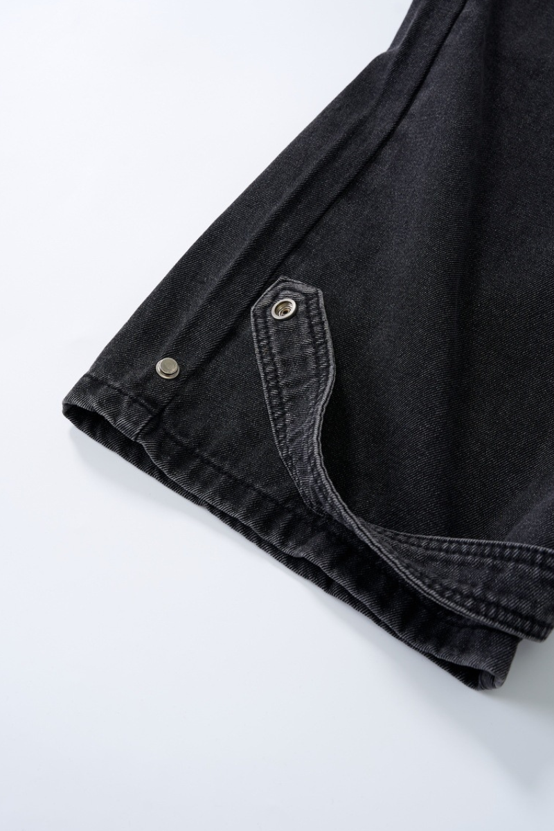 Men's Spring Summer Washed Pocket Rhinestone Wide Leg Jeans