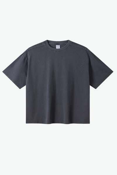 Men's 275g Cotton Washed Raw Edge Patchwork Sports Tee