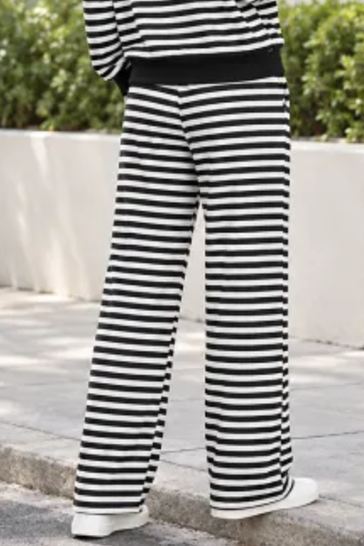 Women All Season Striped Straight Leg Lounge Pants