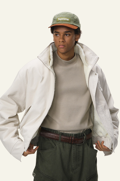 Men's Streetwear Detachable Collar Fleece Stand Jacket