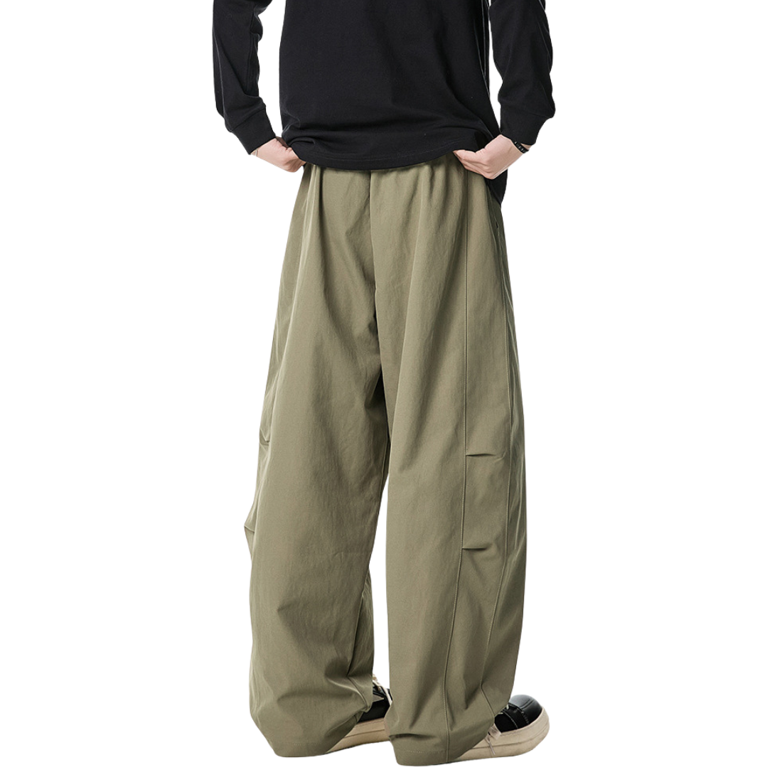 Men's Spring Pleated Loose Curved Wide Solid Pants