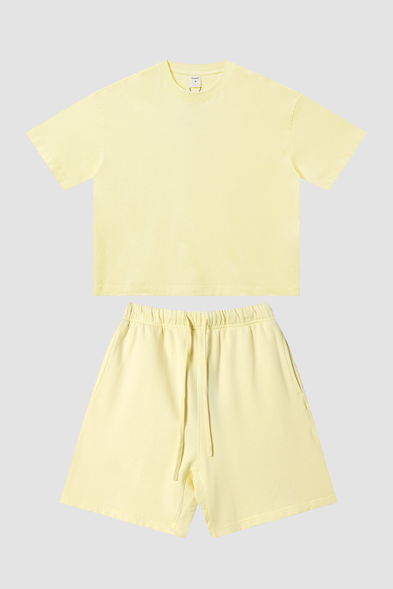 Men's Summer Washed Boxy Cotton Tee & Shorts Set