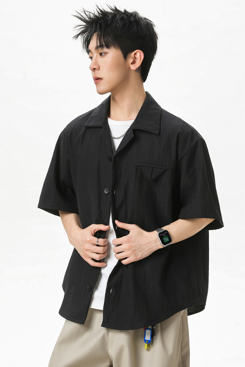 Men's Summer Camp Collar Breathable Linen Short Sleeve Shirt