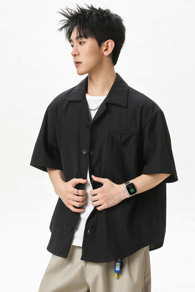 Men's Summer Camp Collar Breathable Linen Short Sleeve Shirt