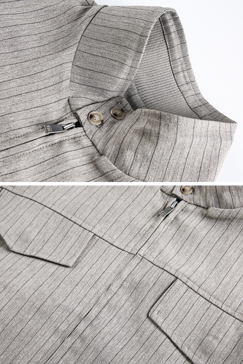 Men's Spring Old Money Stripe Zip Short Cargo Jacket