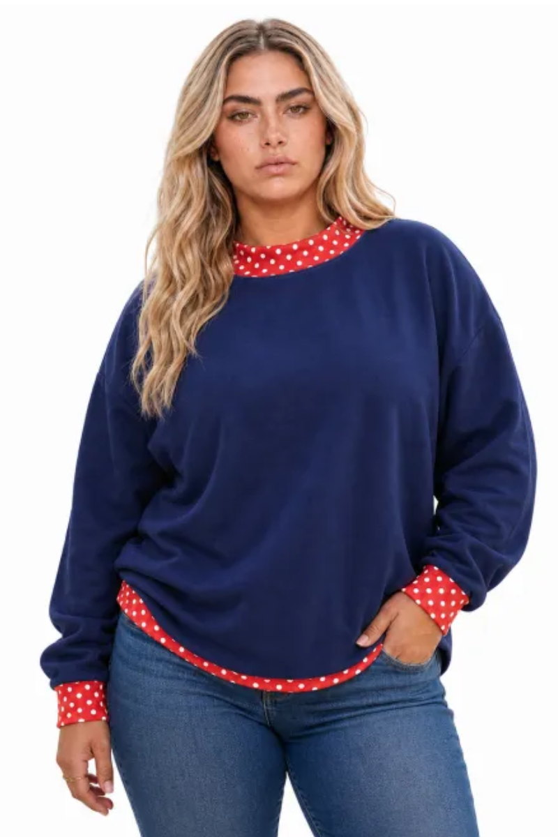 Women Fall Plus Size Contrast Drop Shoulder Sweatshirt