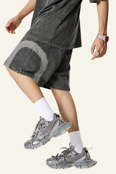 Men's Cotton Streetwear Color Block Shorts.