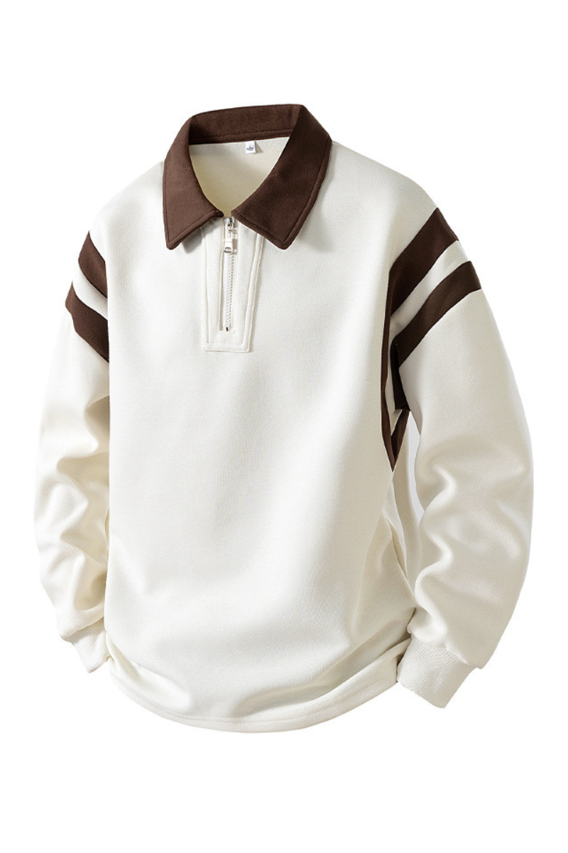 Men's Fall Half-Zip Collared Game-Day Polo Sweatshirt