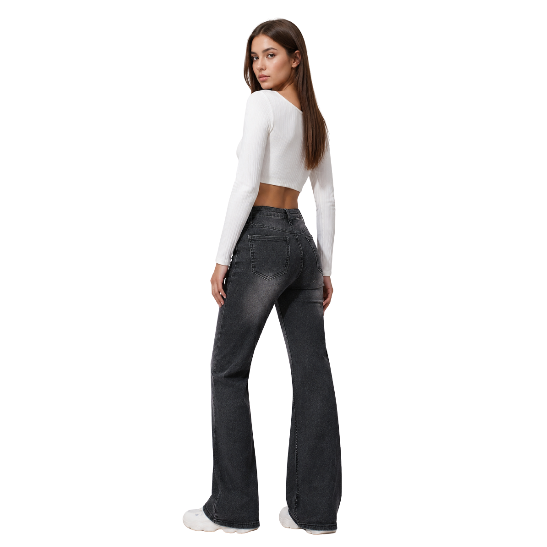 Women's Vintage Wash Stretch Straight Leg Jeans