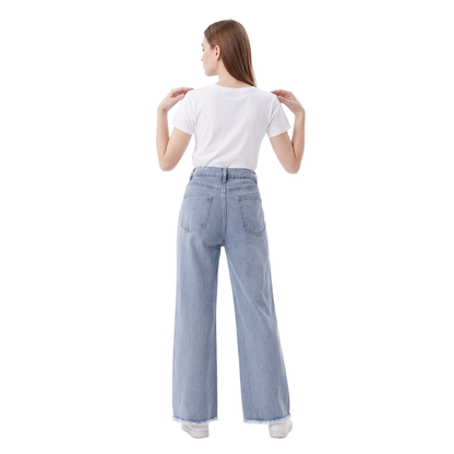 Women's High Waist Distressed Wide Leg Jeans