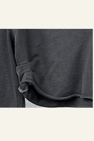 Women's Washed Loose Edged Pleated V-Neck Cotton Hoodie