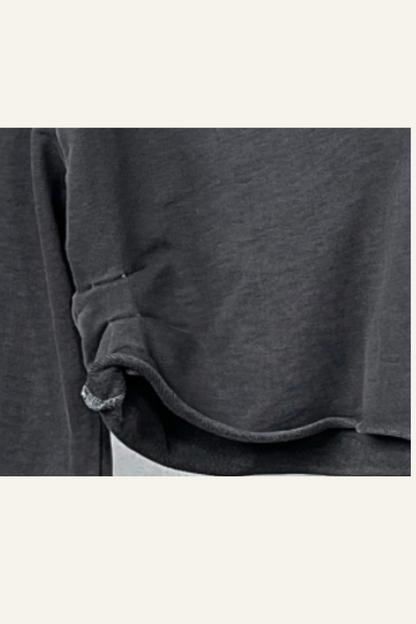 Women's Washed Loose Edged Pleated V-Neck Cotton Hoodie