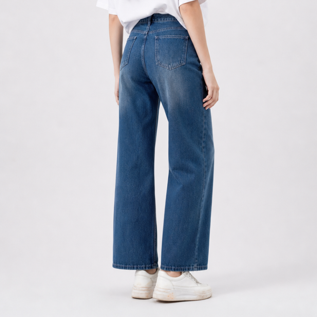 Women's High Waist Non-Stretch Wide Leg Jeans
