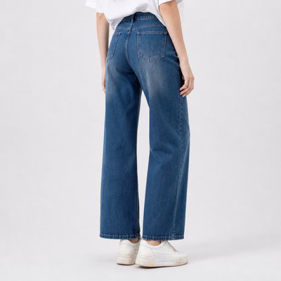 Women's High Waist Non-Stretch Wide Leg Jeans