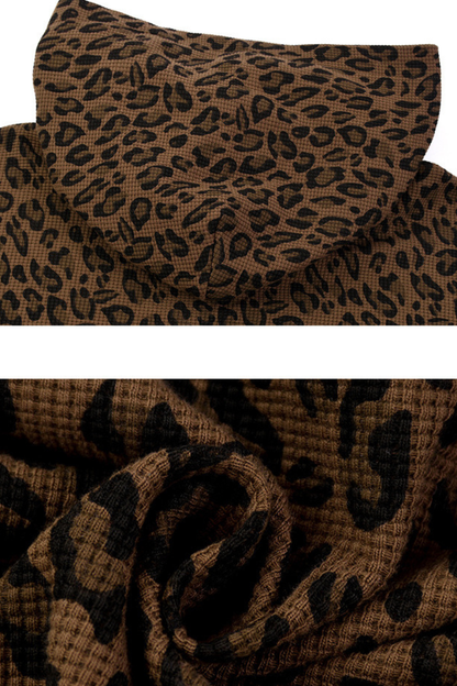 Unisex Fall Winter Leopard-Print Zip-Up Hooded Jacket