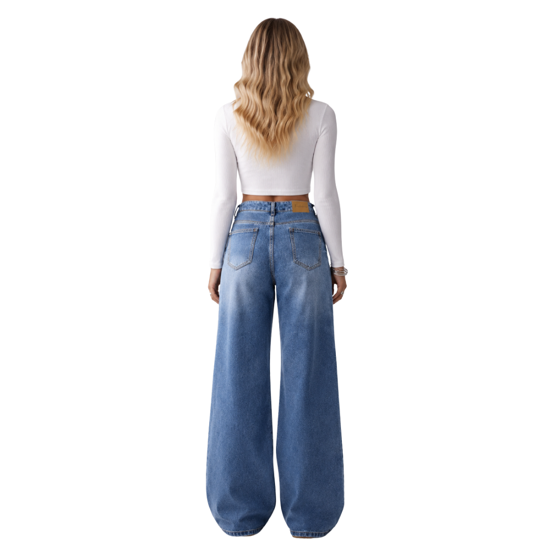 Women's Vintage Wash High Waist Wide Leg Jeans