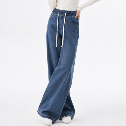 Women's Drawstring Waist Wide Leg Jeans