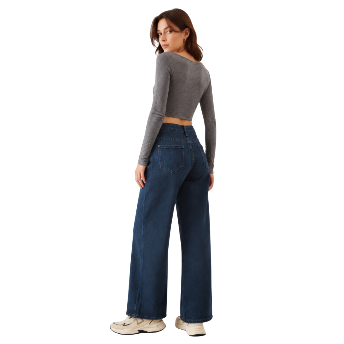 Women's High Waist Relaxed Straight Wide Leg Jeans