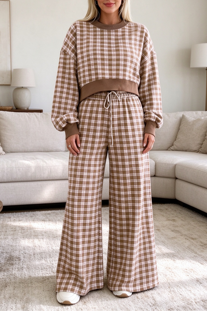 Women's Fall Polka Dot Colorblock Loose Two Piece Set