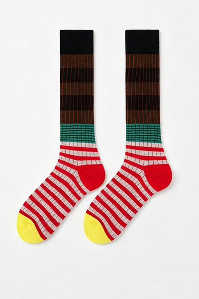 Women's Fall Vintage Colorblock Striped Knee-High Socks