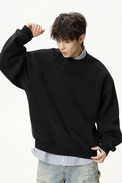 Men's Heavy Jersey Boxy Patchwork Retro Sweatshirt