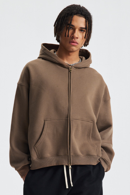 Men's Streetwear Two-Way Zipper Hooded Jacket